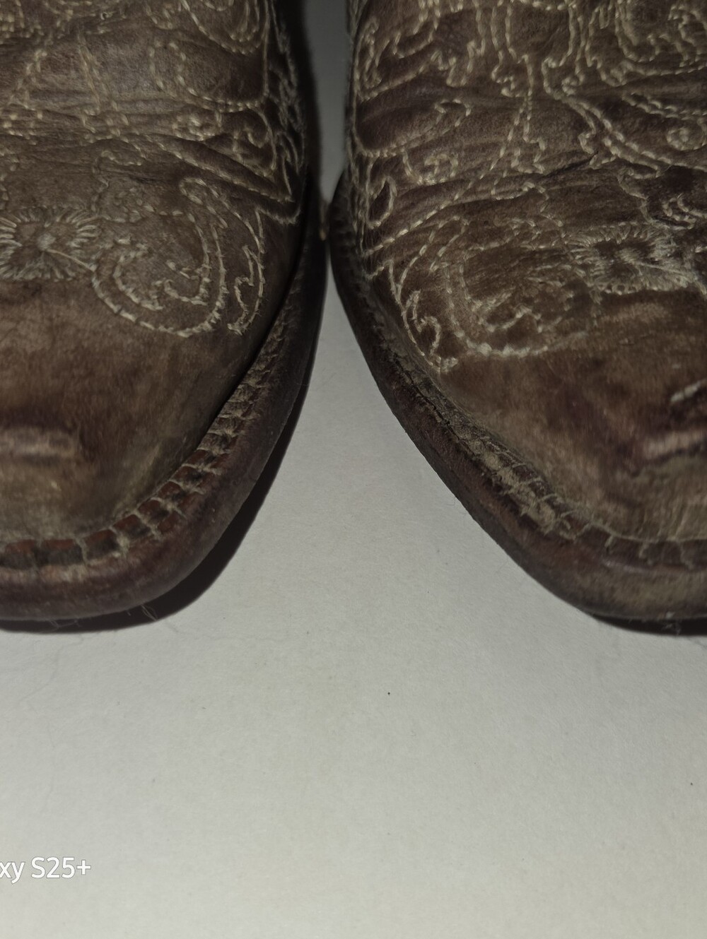 Corral Womens/Teens Sz 4T Brown Leather  Cowboy Boots Embroidered Floral Scrolls - Picture 9 of 9